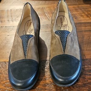 Women's Waldlaufer Brown and Black Slip-On Shoes